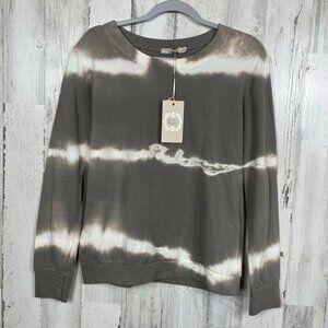 Senza Tempo striped tie dye pullover sweatshirt Italy taupe cream size S NWT
